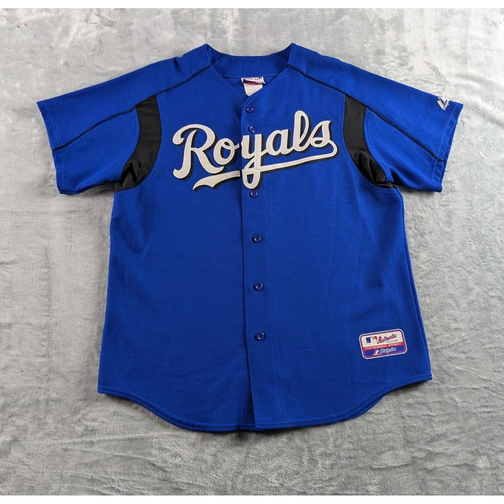 VTG Kansas City Royals Jersey Men Large Blue MLB Stitched Majestic USA Made READ